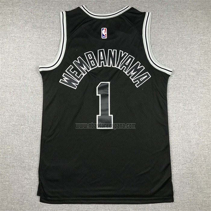 Camiseta San Antonio Spurs Victor Wembanyama NO 1 Classic 2022-23 Negro